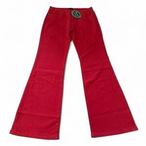 Sterling Kreek Walking West Red Denim Flared Jeans Women’s 7/8 Cowgirl Grunge